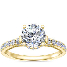 NEW Lace Bridge Hidden Halo and Pave Diamond Engagement Ring​ in 14k Yellow Gold (1/3 ct. tw.)